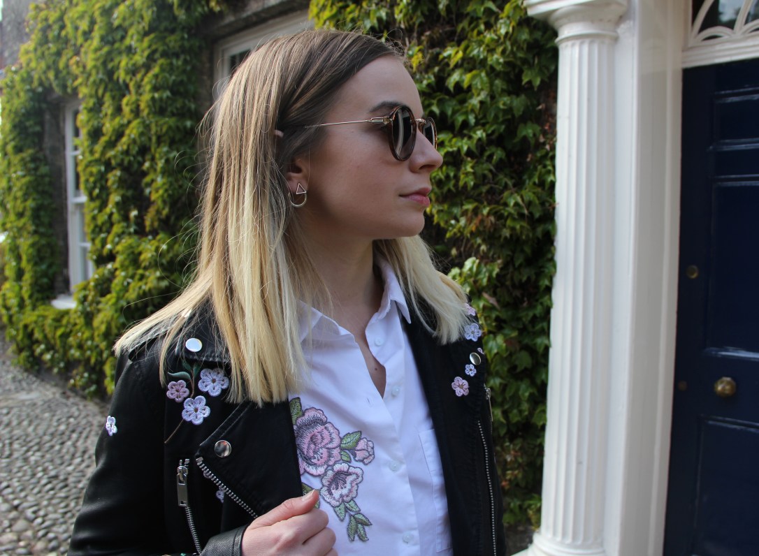 Embroidered shirt and biker jacket