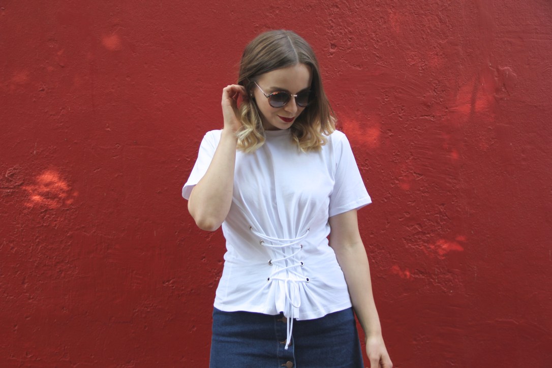 Lace up corset tshirt