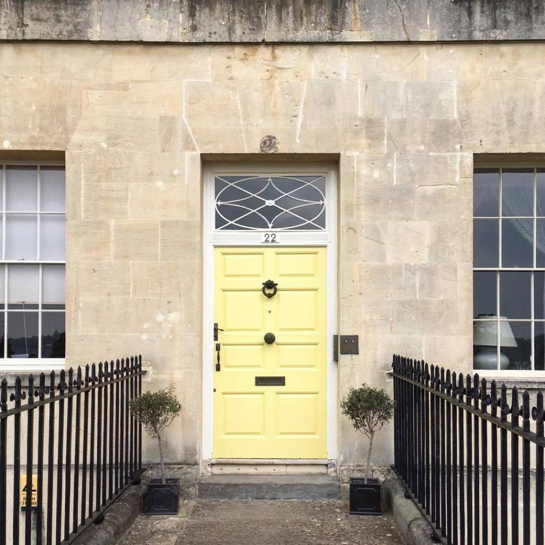 Pretty yellow door on the Royal Crescent