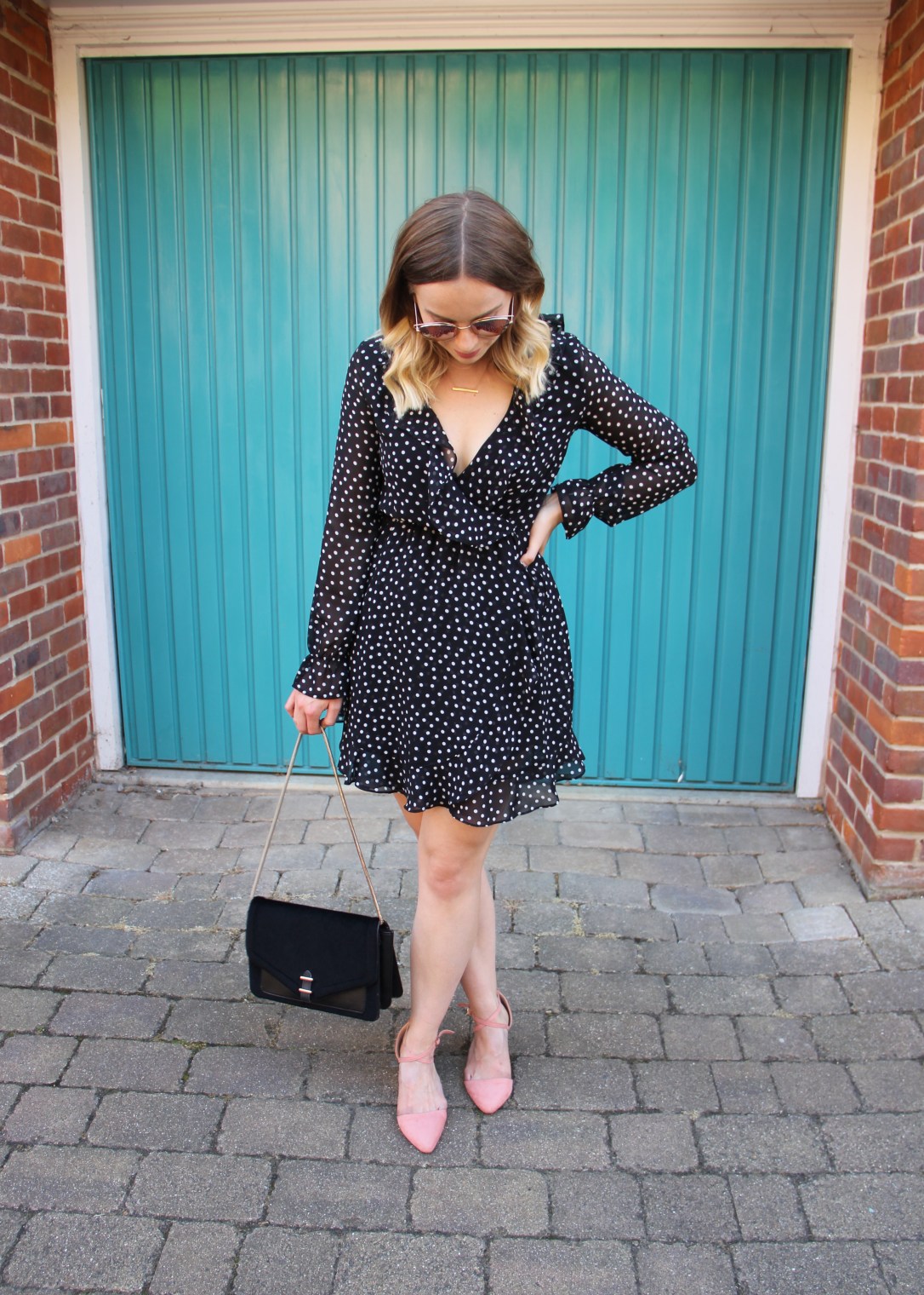 Black long sleeve wrap dress