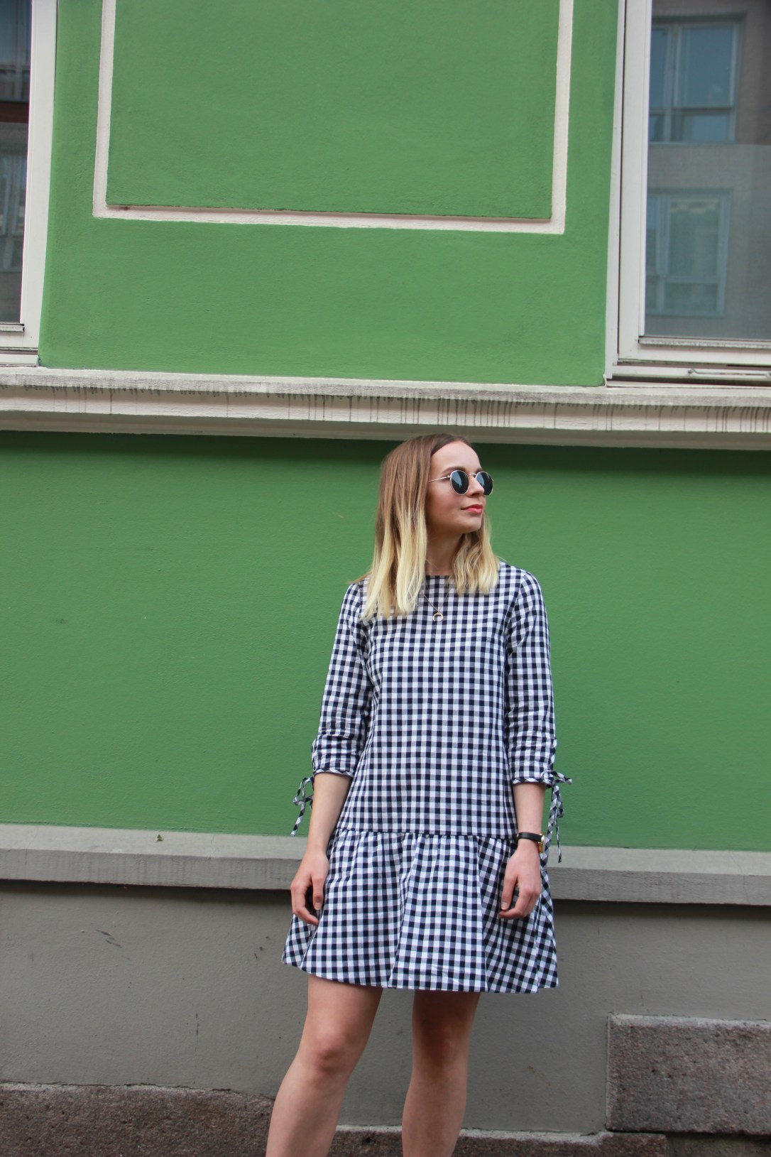 Gingham smock dress