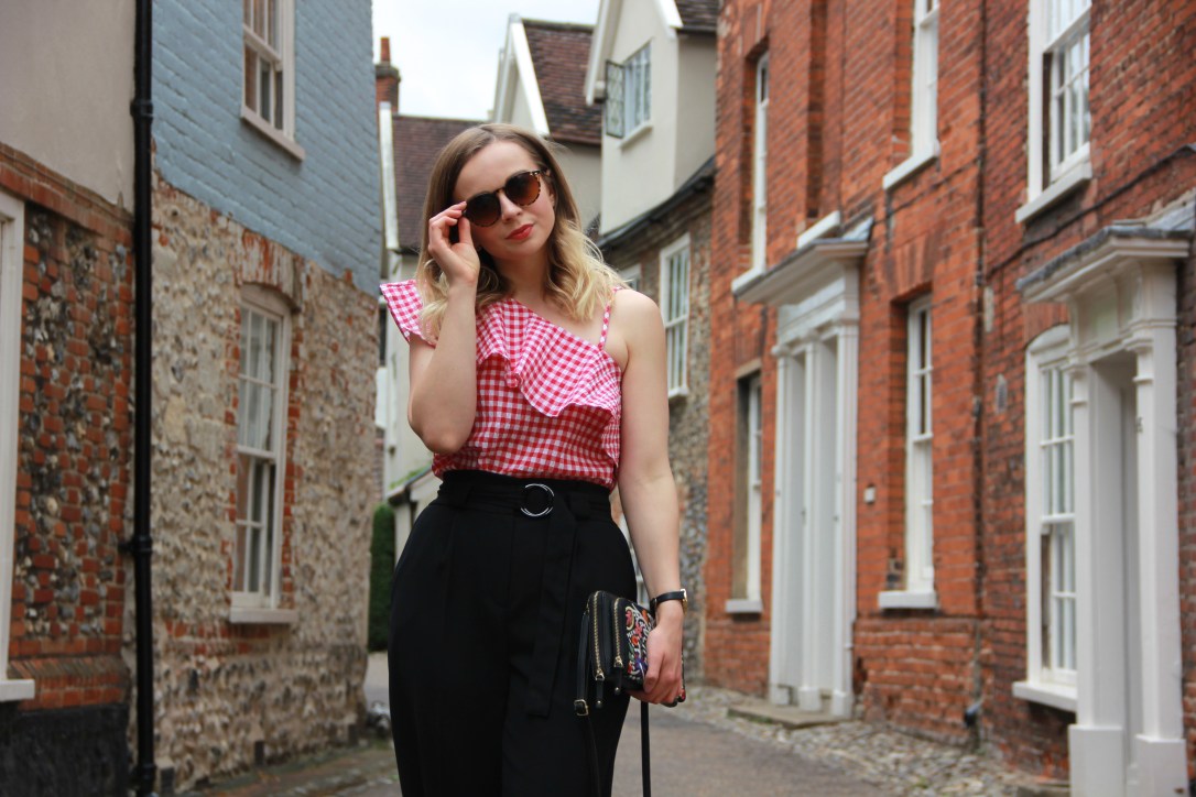 New Look one shoulder gingham