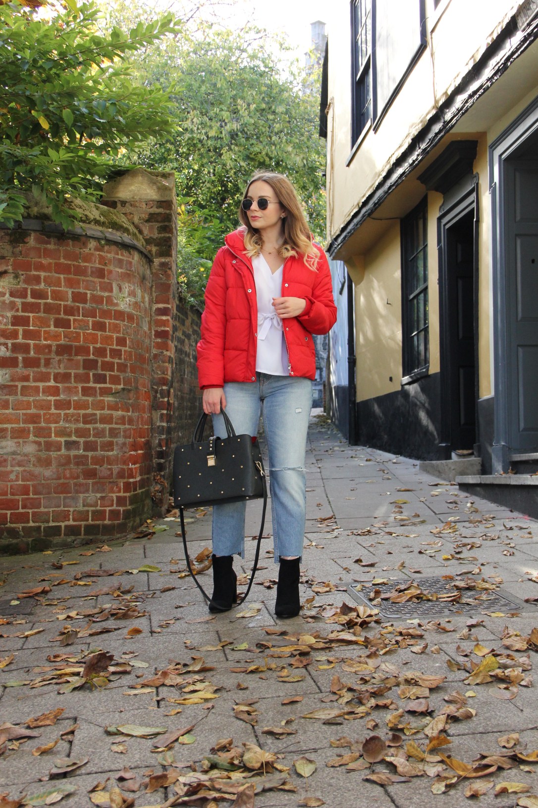 Styling a red puffa jacket