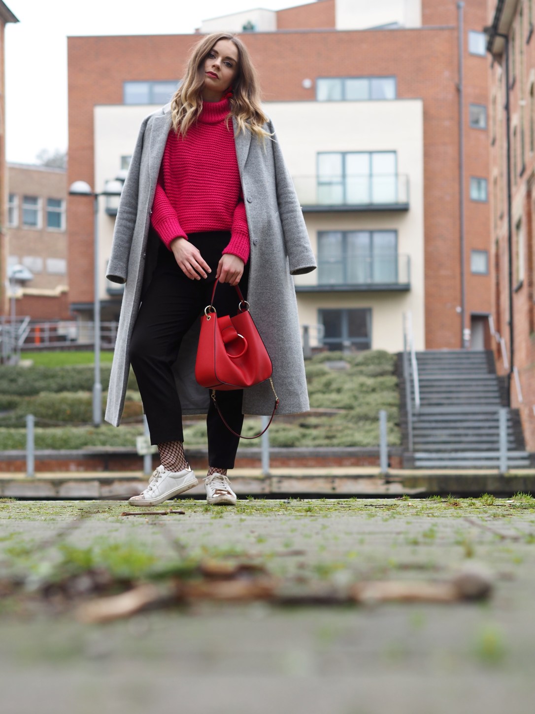 Grey maxi coat outfit