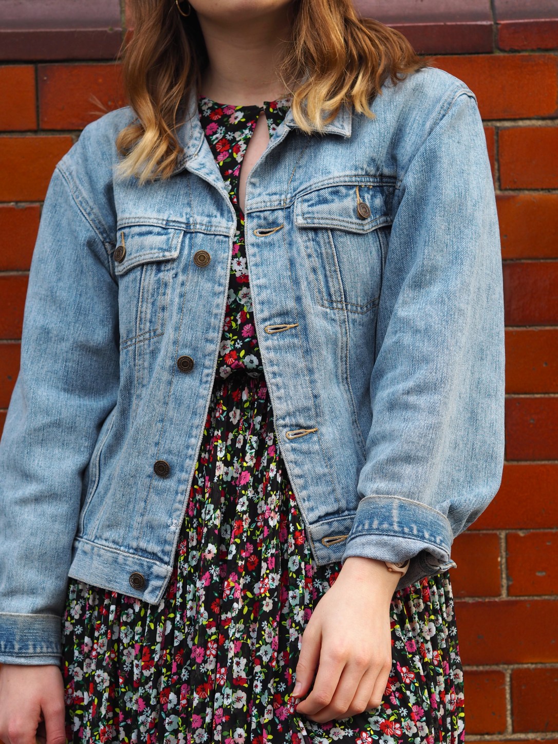 Floral dress and denim jacket
