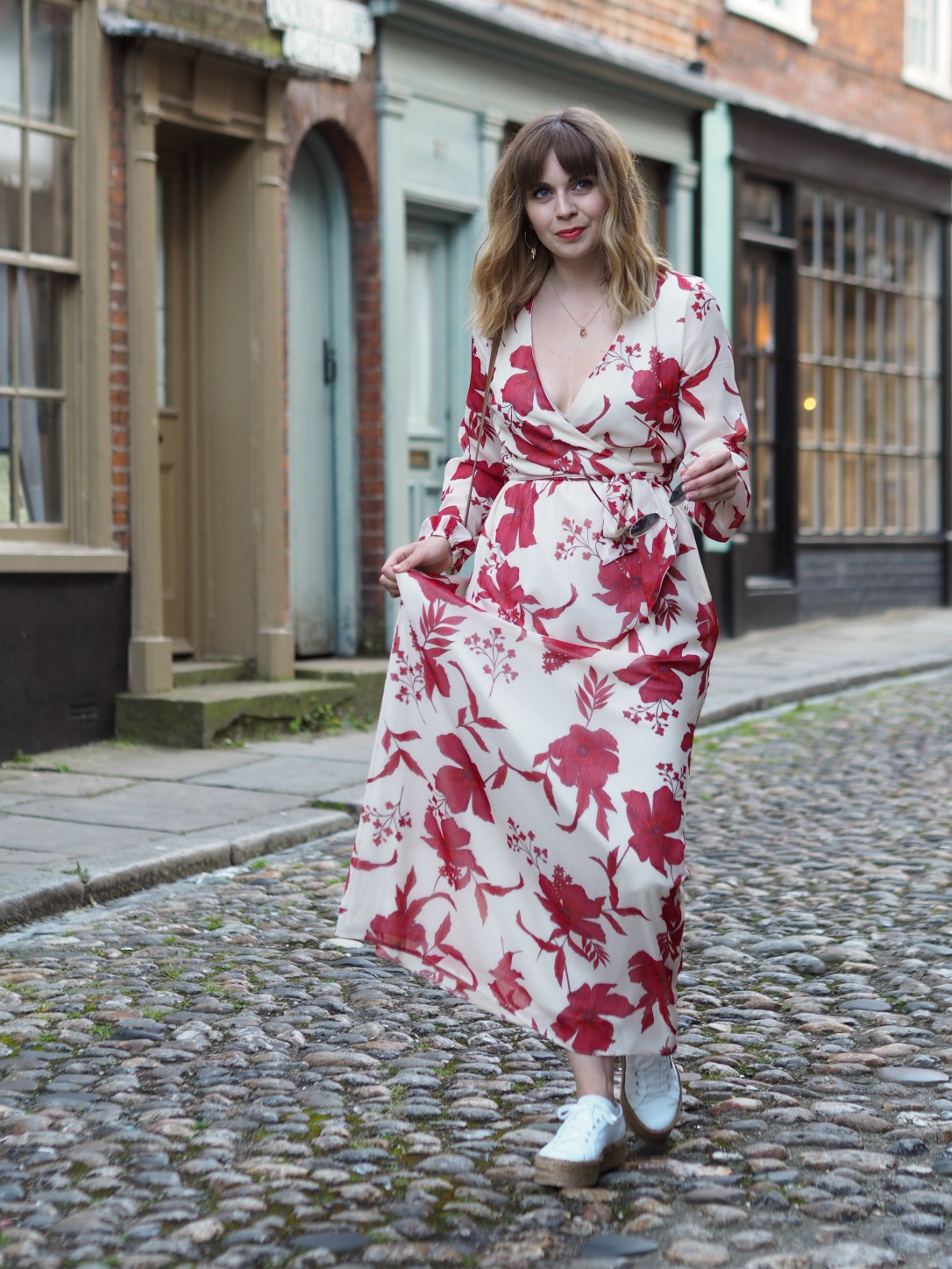 Dorothy Perkins floral maxi dress with trainers