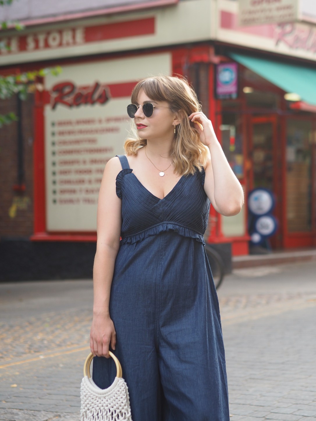 Chambray wide leg jumpsuit Elvi clothing
