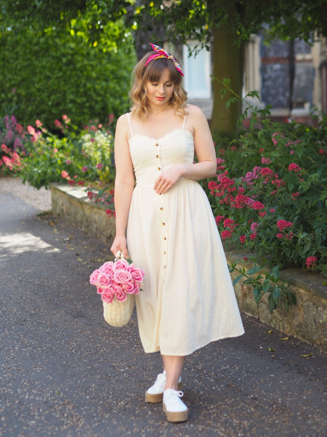 H&amp;M strappy yellow midi dress