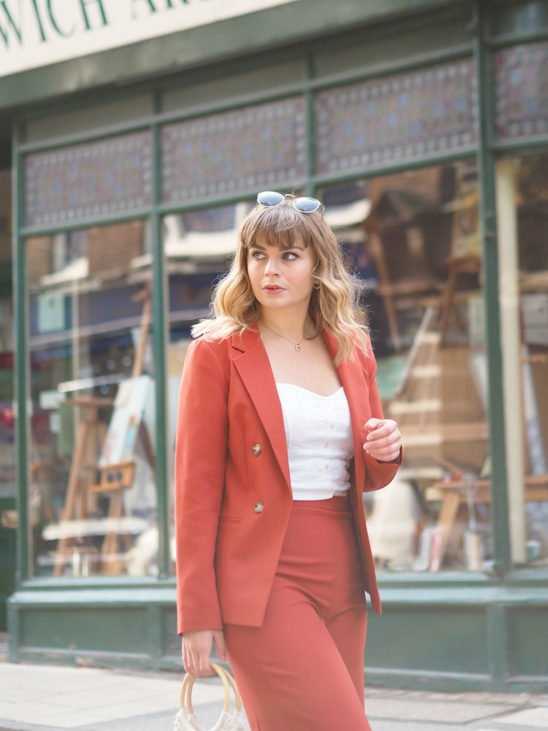 Miss Selfridge orange suit