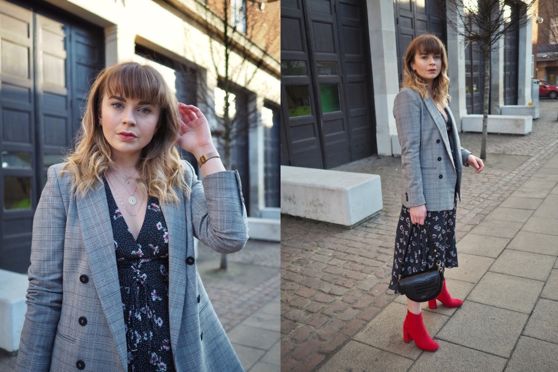 Checked blazer work outfit